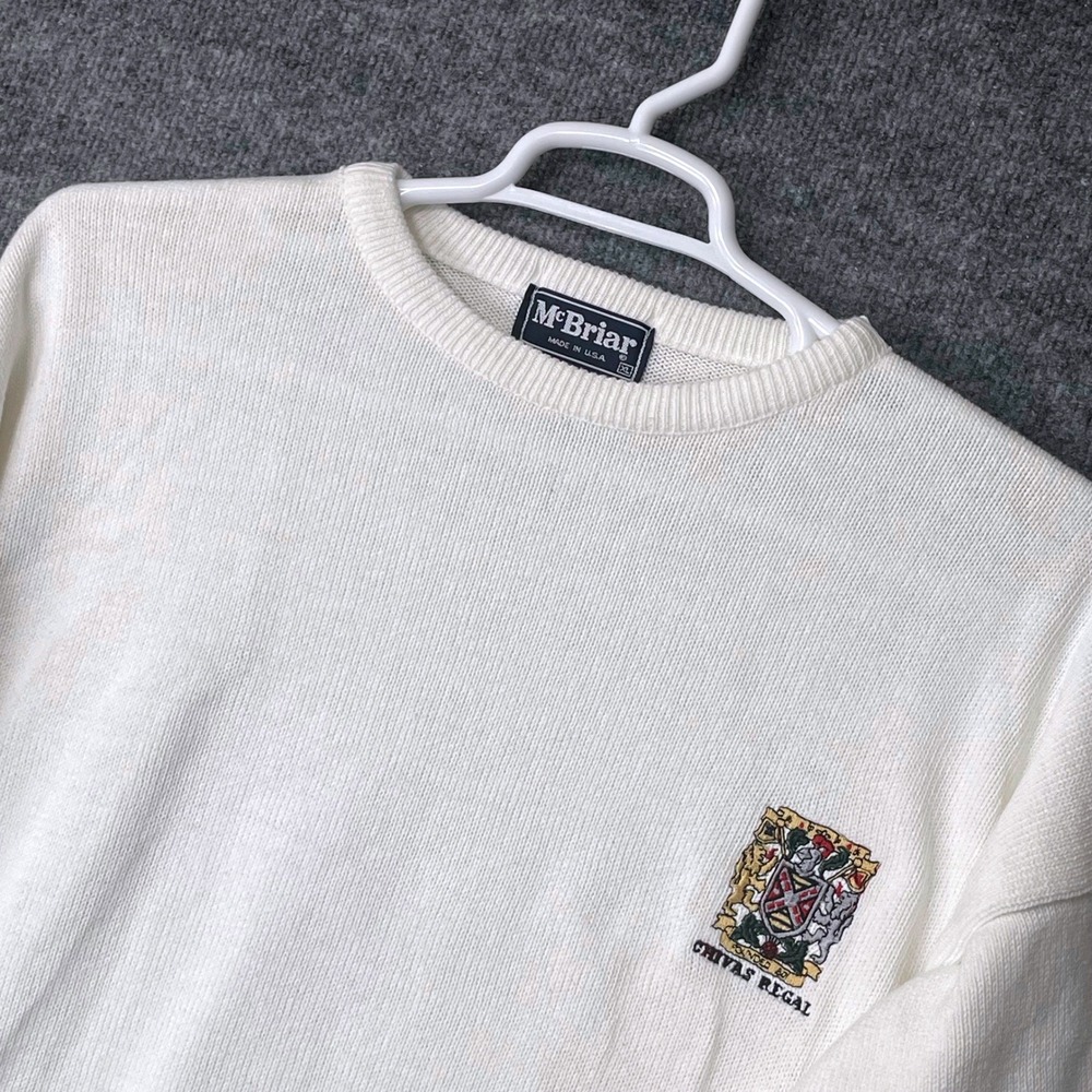 Vintage McBriar Chivas Regal Scoth Crewneck Sweater Mens XL‎ White Cotton USA